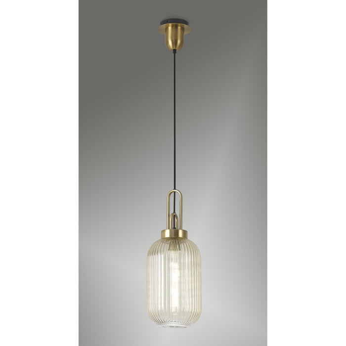 Nelson Lighting NLK05449 Acme 1 Light Pendant Brass Gold Matt Black