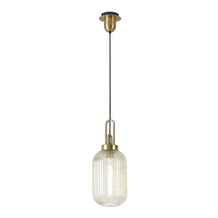 Nelson Lighting NLK05449 Acme 1 Light Pendant Brass Gold Matt Black