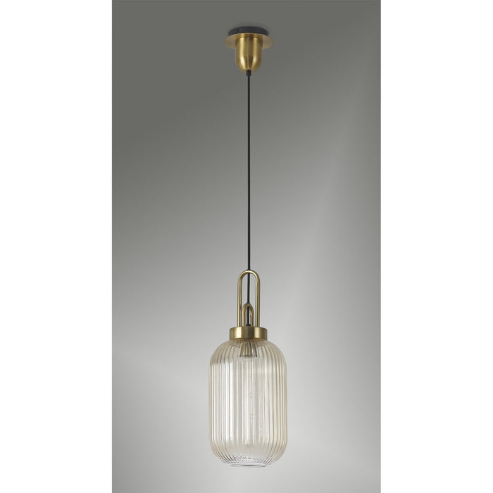 Nelson Lighting NLK05449 Acme 1 Light Pendant Brass Gold Matt Black