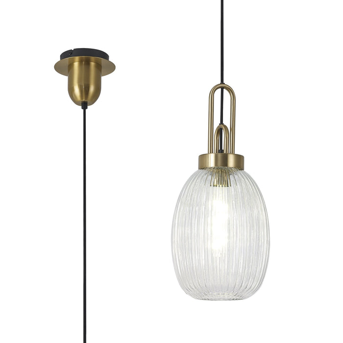 Nelson Lighting NLK05459 Acme 1 Light Pendant Brass Gold Matt Black