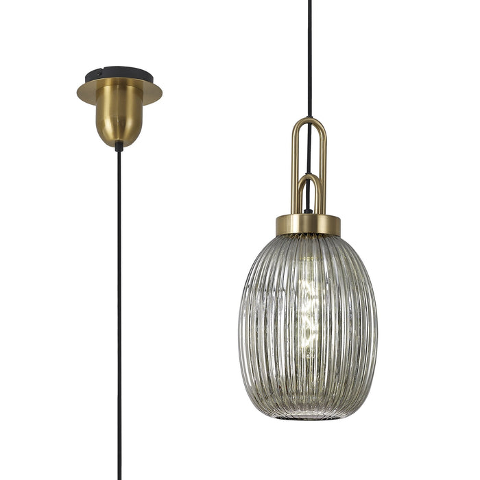 Nelson Lighting NLK05469 Acme 1 Light Pendant Brass Gold Matt Black