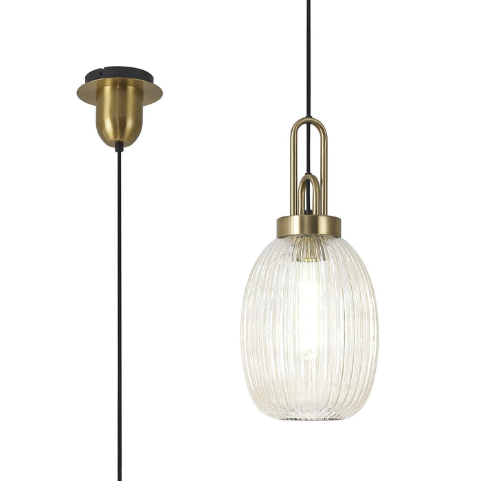 Nelson Lighting NLK05479 Acme 1 Light Pendant Brass Gold Matt Black