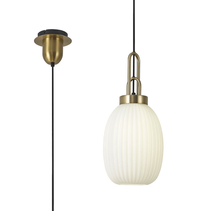 Nelson Lighting NLK05489 Acme 1 Light Pendant Brass Gold Matt Black