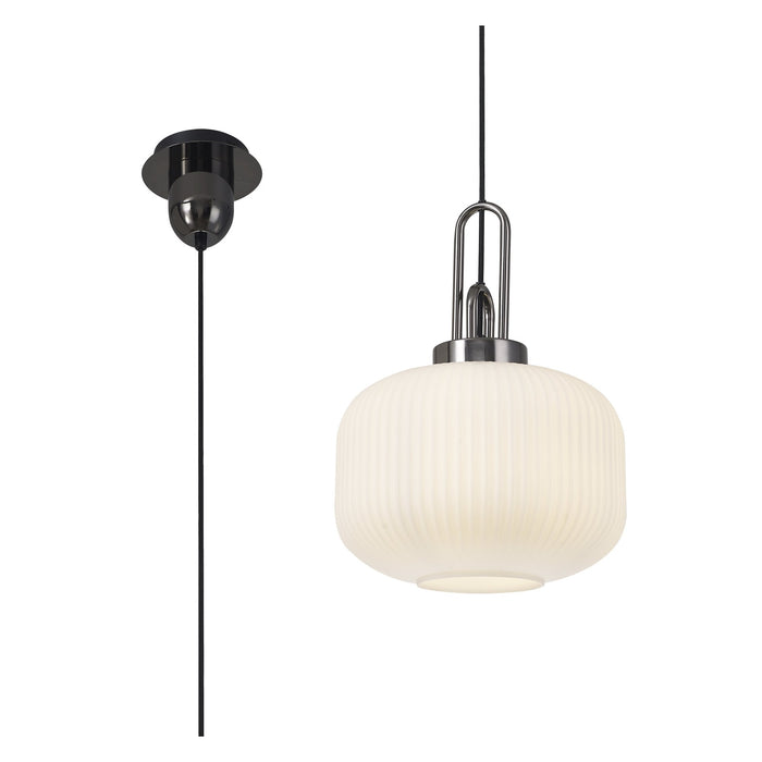 Nelson Lighting NLK05499 Acme 1 Light Pendant Black Chrome Matt Black