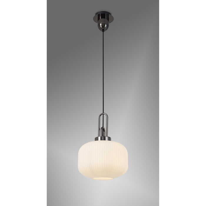 Nelson Lighting NLK05499 Acme 1 Light Pendant Black Chrome Matt Black