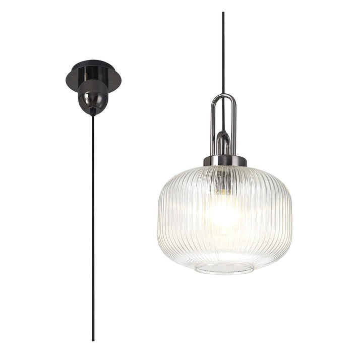 Nelson Lighting NLK05509 Acme 1 Light Pendant Black Chrome Matt Black