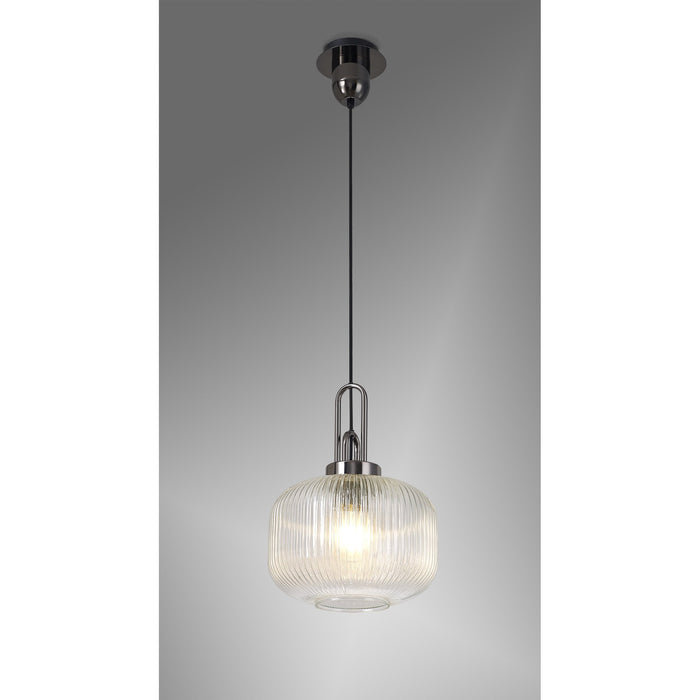 Nelson Lighting NLK05509 Acme 1 Light Pendant Black Chrome Matt Black