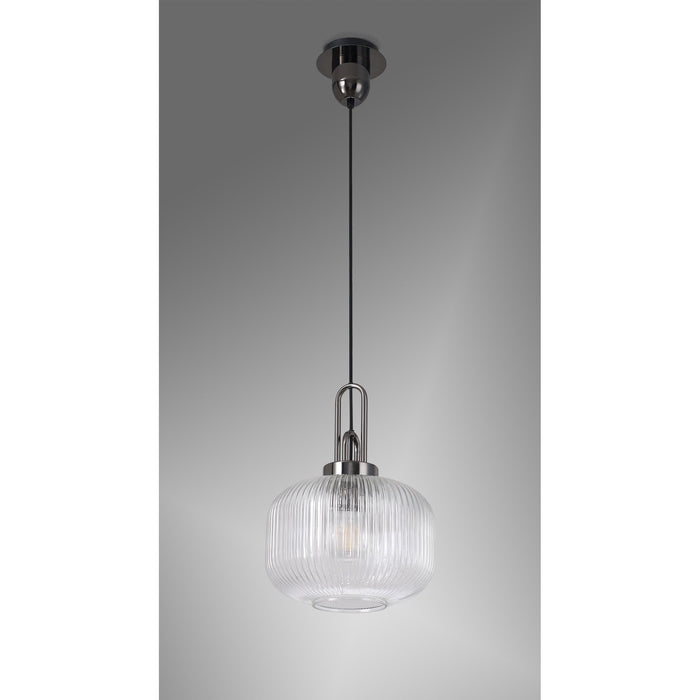 Nelson Lighting NLK05509 Acme 1 Light Pendant Black Chrome Matt Black