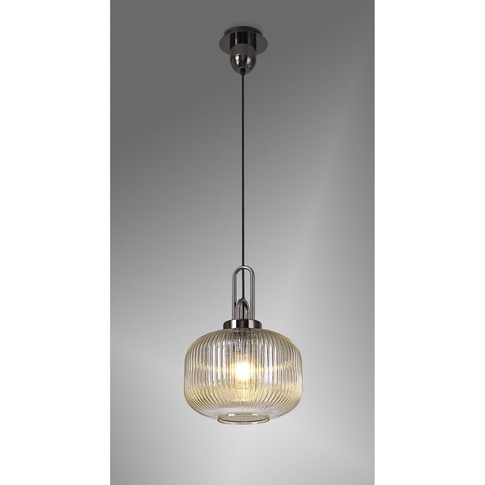 Nelson Lighting NLK05519 Acme 1 Light Pendant Black Chrome Matt Black