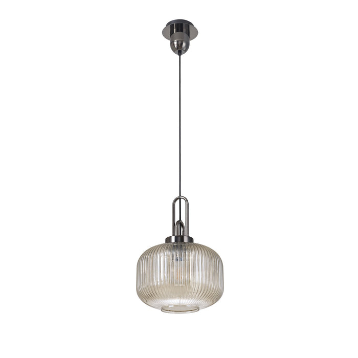 Nelson Lighting NLK05519 Acme 1 Light Pendant Black Chrome Matt Black