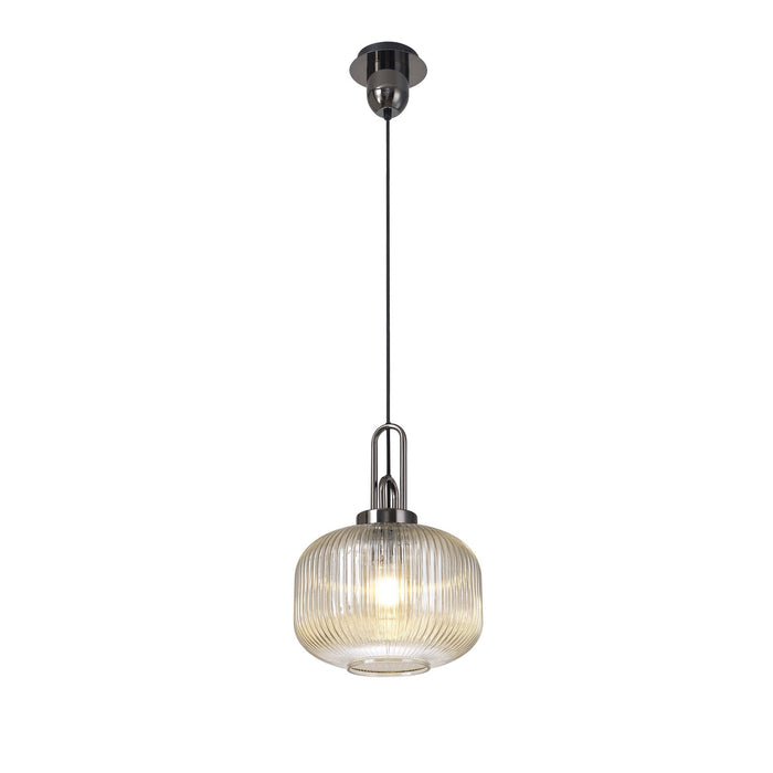 Nelson Lighting NLK05519 Acme 1 Light Pendant Black Chrome Matt Black