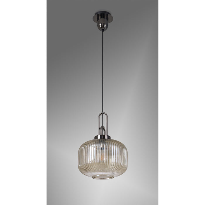 Nelson Lighting NLK05519 Acme 1 Light Pendant Black Chrome Matt Black