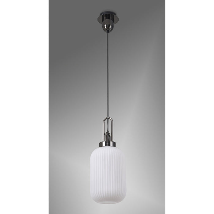 Nelson Lighting NLK05529 Acme 1 Light Pendant Black Chrome Matt Black