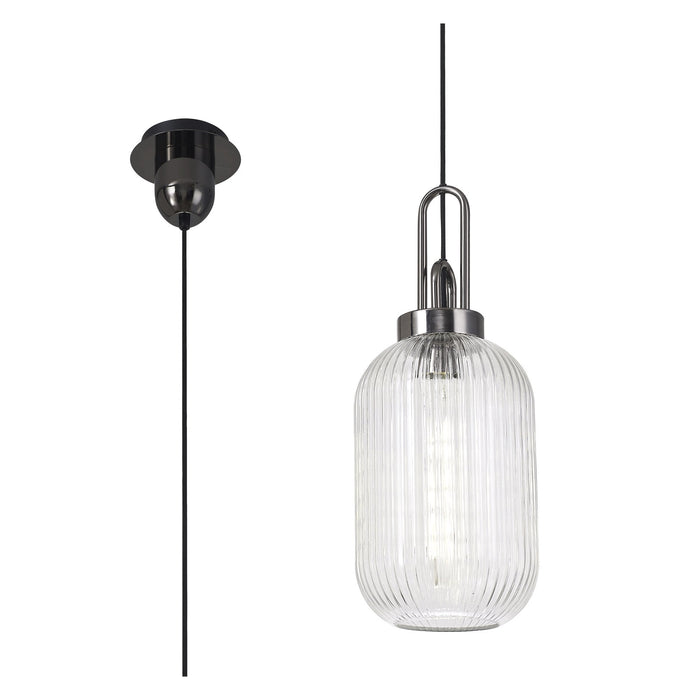 Nelson Lighting NLK05539 Acme 1 Light Pendant Black Chrome Matt Black