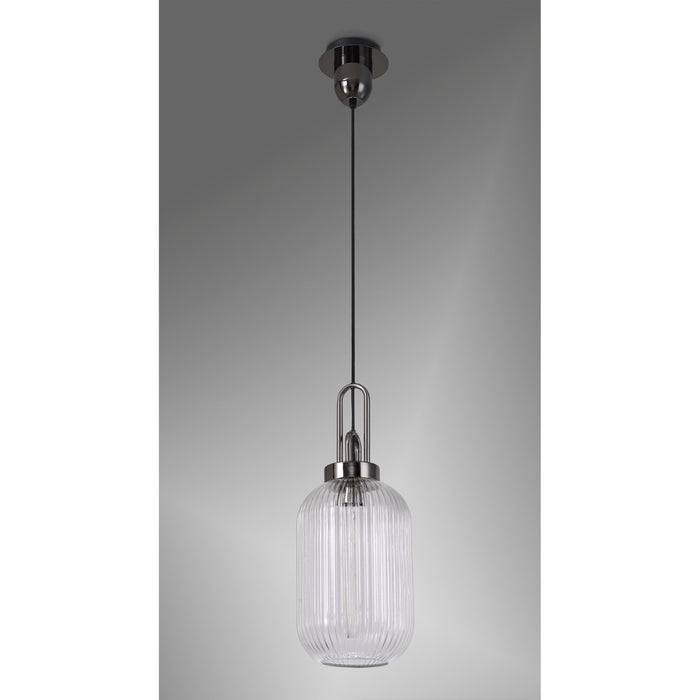 Nelson Lighting NLK05539 Acme 1 Light Pendant Black Chrome Matt Black