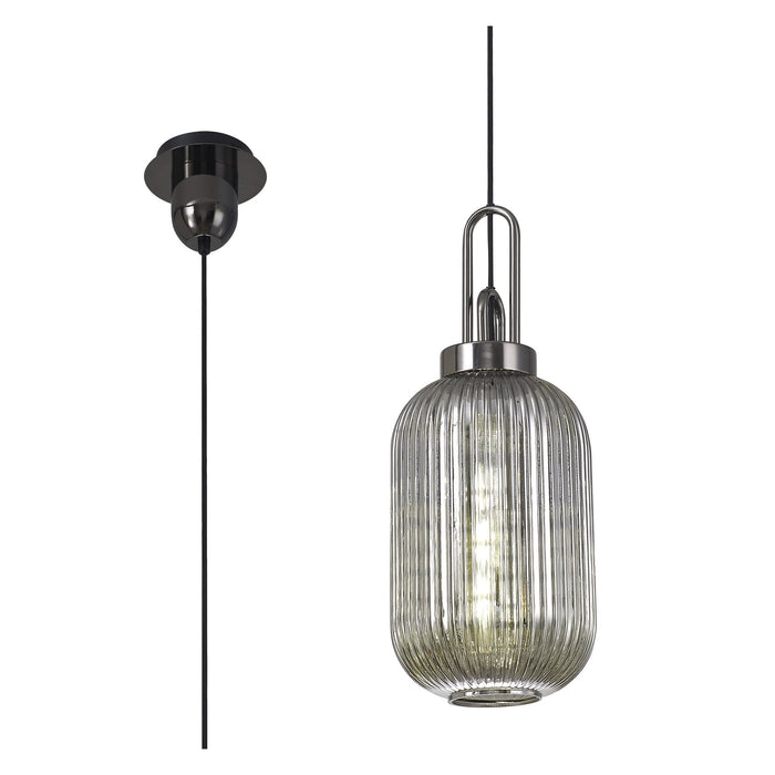 Nelson Lighting NLK05549 Acme 1 Light Pendant Black Chrome Matt Black