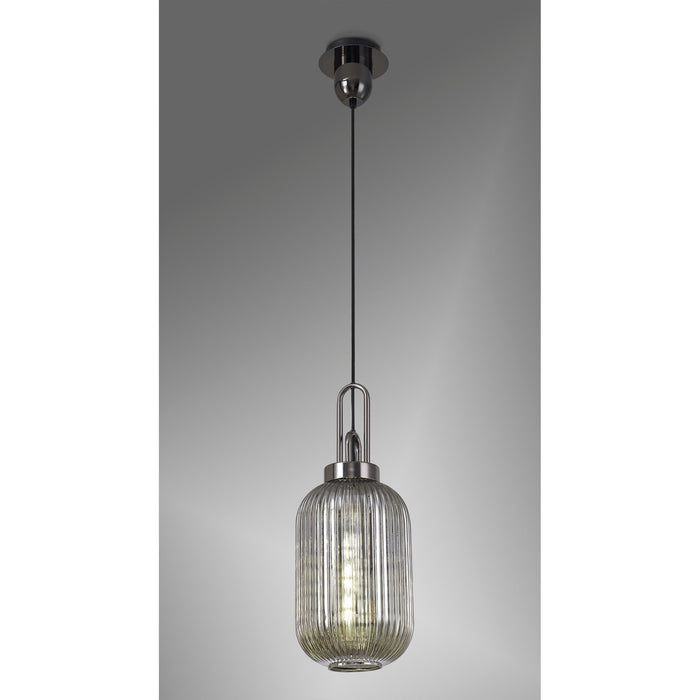 Nelson Lighting NLK05549 Acme 1 Light Pendant Black Chrome Matt Black