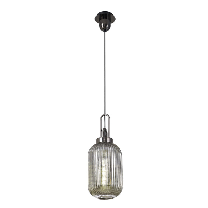 Nelson Lighting NLK05549 Acme 1 Light Pendant Black Chrome Matt Black