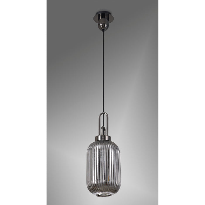 Nelson Lighting NLK05549 Acme 1 Light Pendant Black Chrome Matt Black