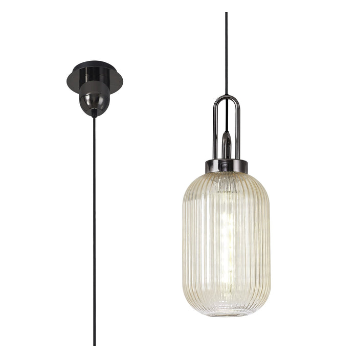 Nelson Lighting NLK05559 Acme 1 Light Pendant Black Chrome Matt Black