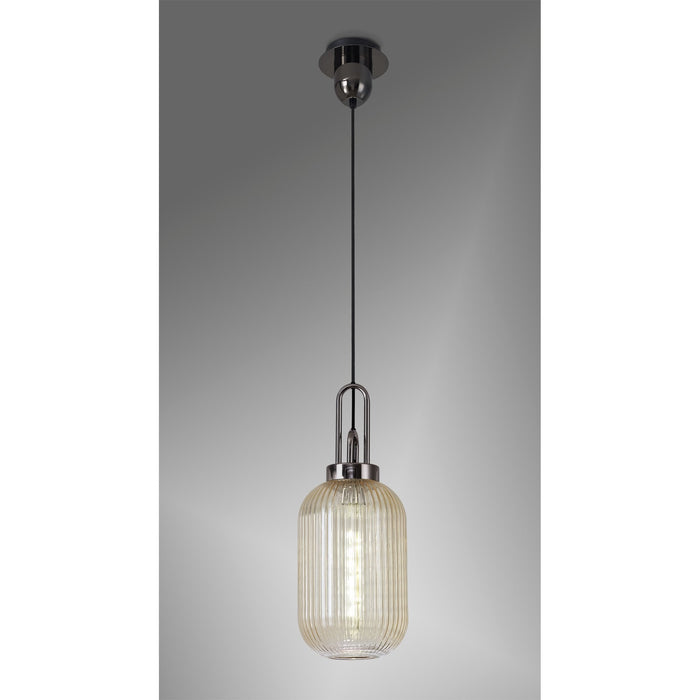 Nelson Lighting NLK05559 Acme 1 Light Pendant Black Chrome Matt Black