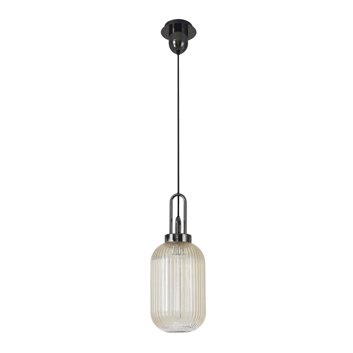 Nelson Lighting NLK05559 Acme 1 Light Pendant Black Chrome Matt Black