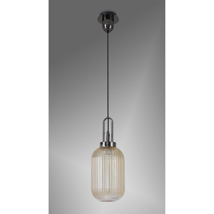 Nelson Lighting NLK05559 Acme 1 Light Pendant Black Chrome Matt Black