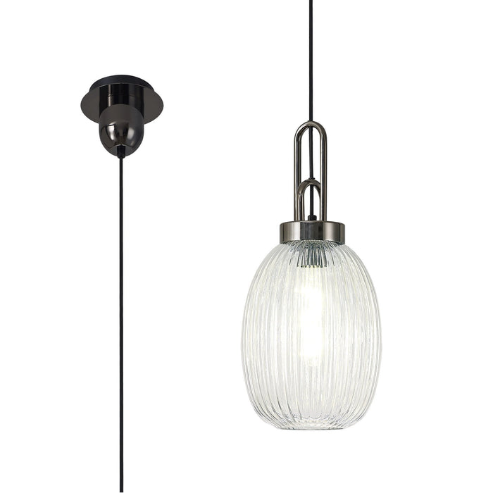 Nelson Lighting NLK05569 Acme 1 Light Pendant Black Chrome Matt Black