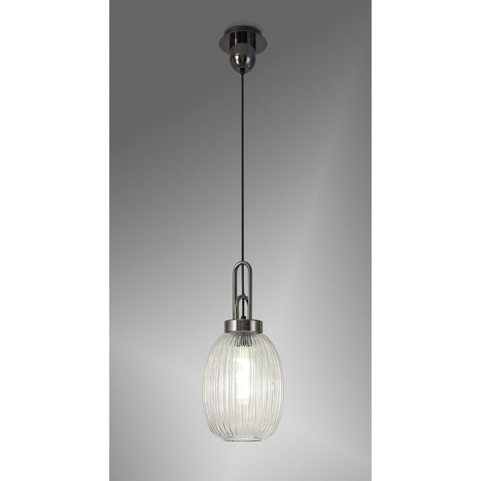 Nelson Lighting NLK05569 Acme 1 Light Pendant Black Chrome Matt Black