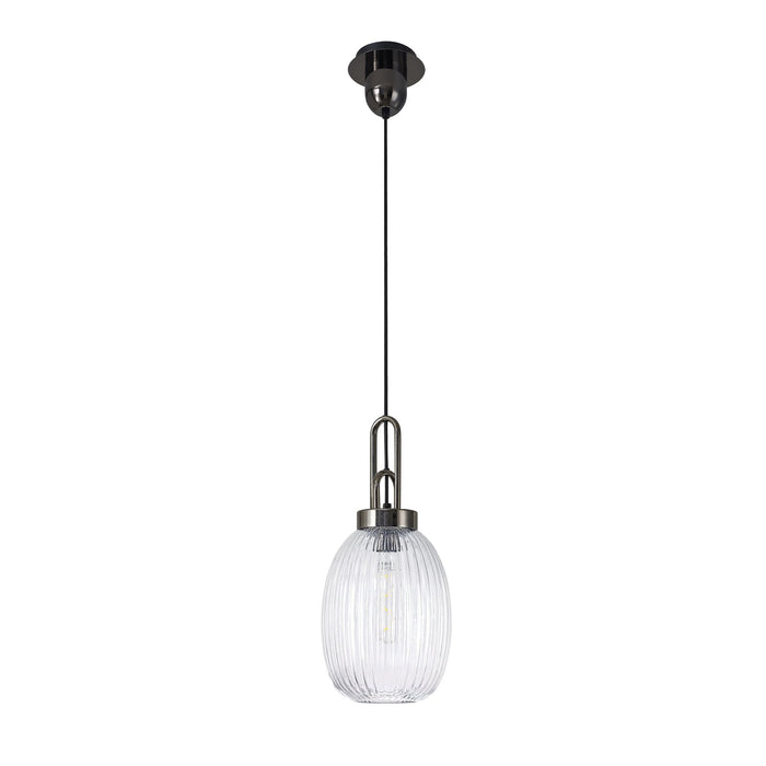 Nelson Lighting NLK05569 Acme 1 Light Pendant Black Chrome Matt Black