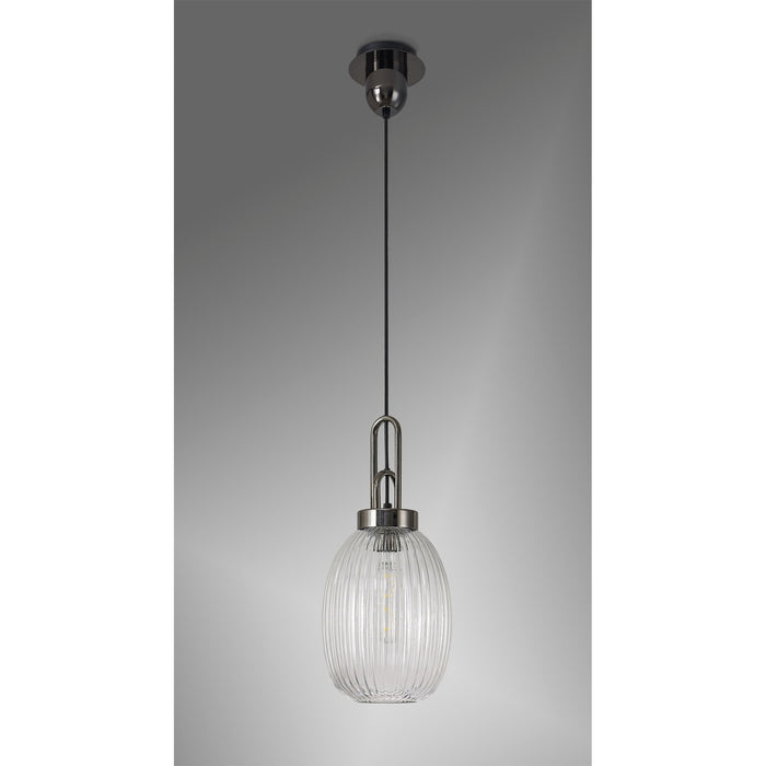 Nelson Lighting NLK05569 Acme 1 Light Pendant Black Chrome Matt Black