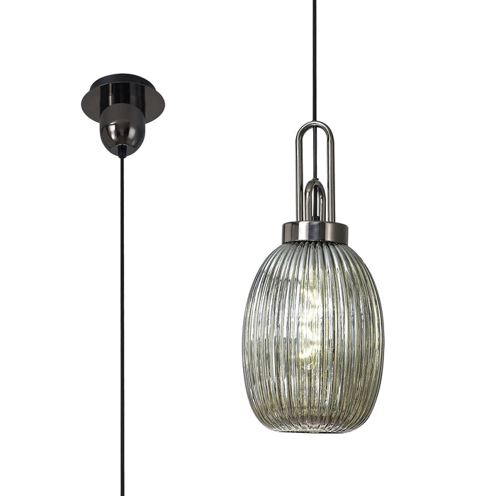 Nelson Lighting NLK05579 Acme 1 Light Pendant Black Chrome Matt Black