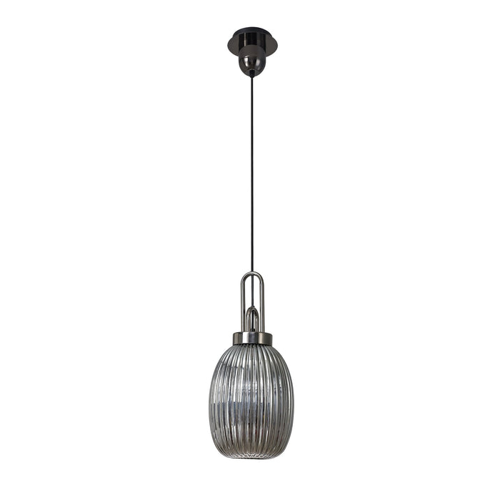 Nelson Lighting NLK05579 Acme 1 Light Pendant Black Chrome Matt Black