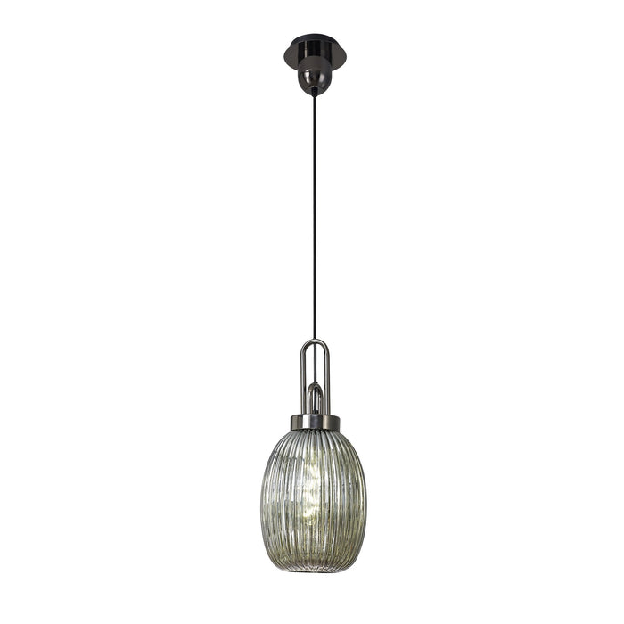 Nelson Lighting NLK05579 Acme 1 Light Pendant Black Chrome Matt Black