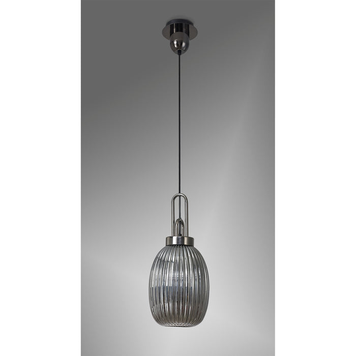 Nelson Lighting NLK05579 Acme 1 Light Pendant Black Chrome Matt Black