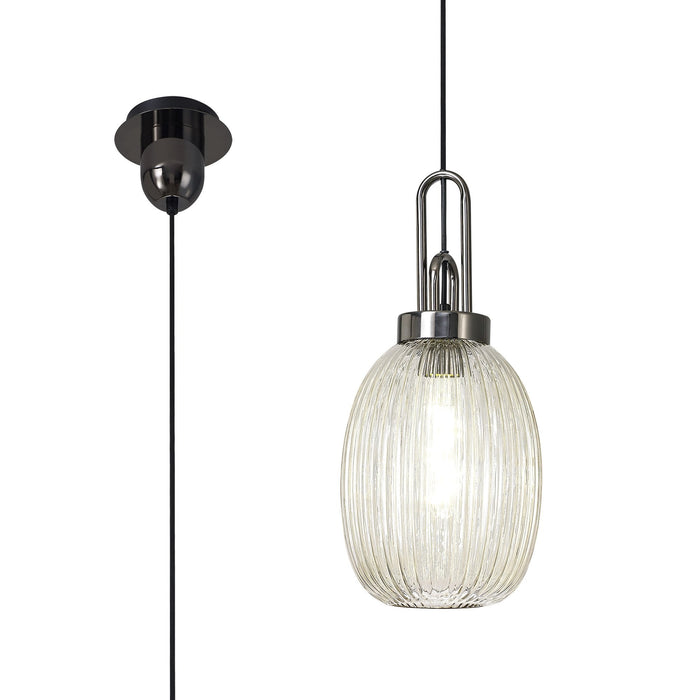 Nelson Lighting NLK05589 Acme 1 Light Pendant Black Chrome Matt Black