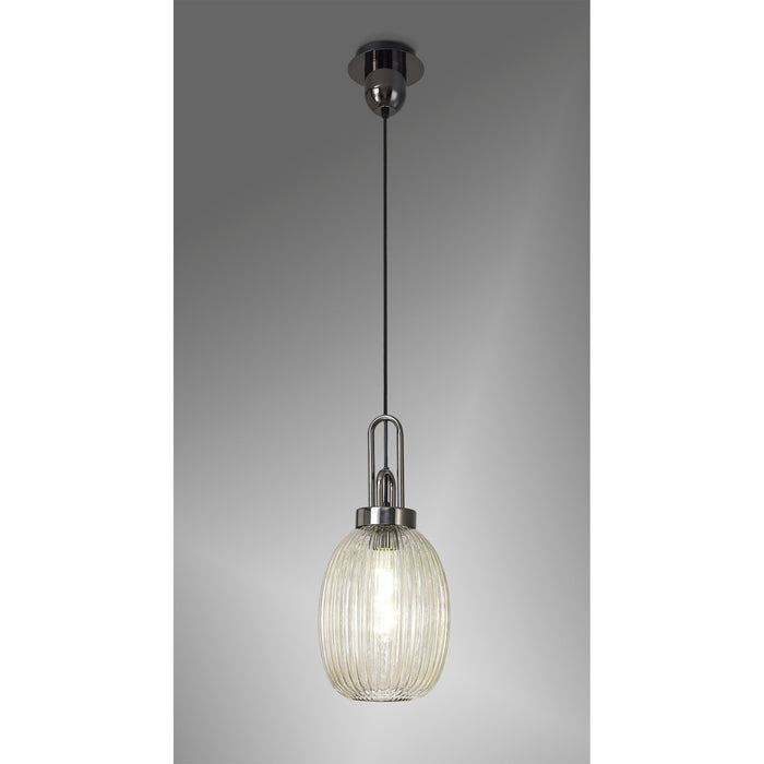 Nelson Lighting NLK05589 Acme 1 Light Pendant Black Chrome Matt Black