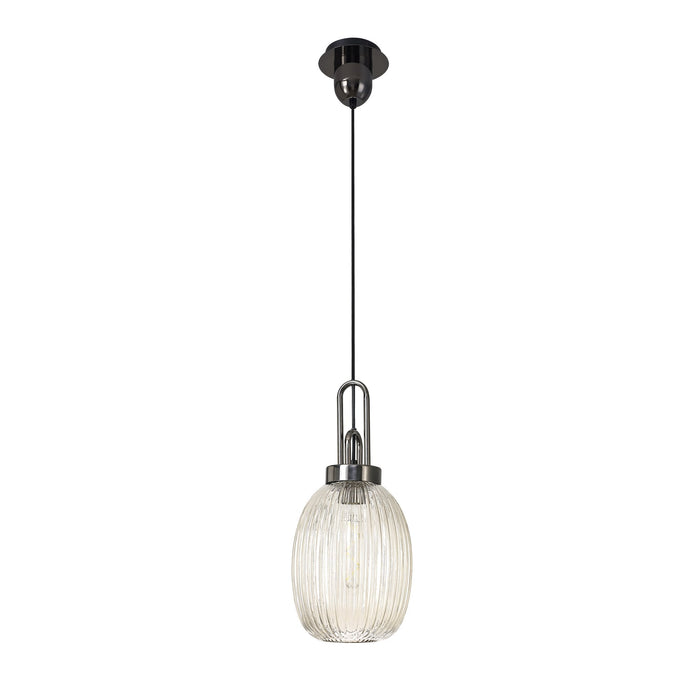 Nelson Lighting NLK05589 Acme 1 Light Pendant Black Chrome Matt Black