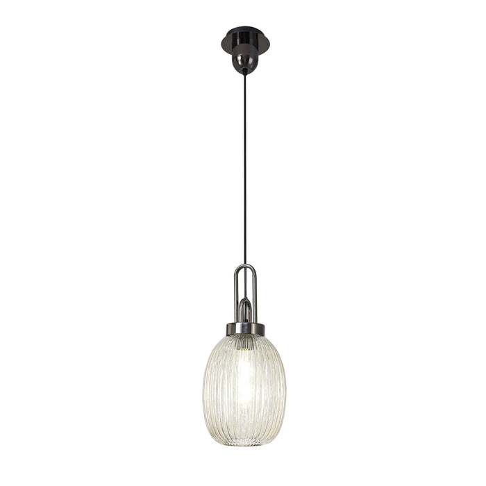 Nelson Lighting NLK05589 Acme 1 Light Pendant Black Chrome Matt Black