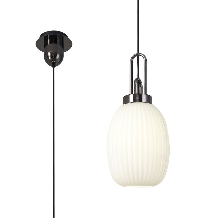 Nelson Lighting NLK05599 Acme 1 Light Pendant Black Chrome Matt Black