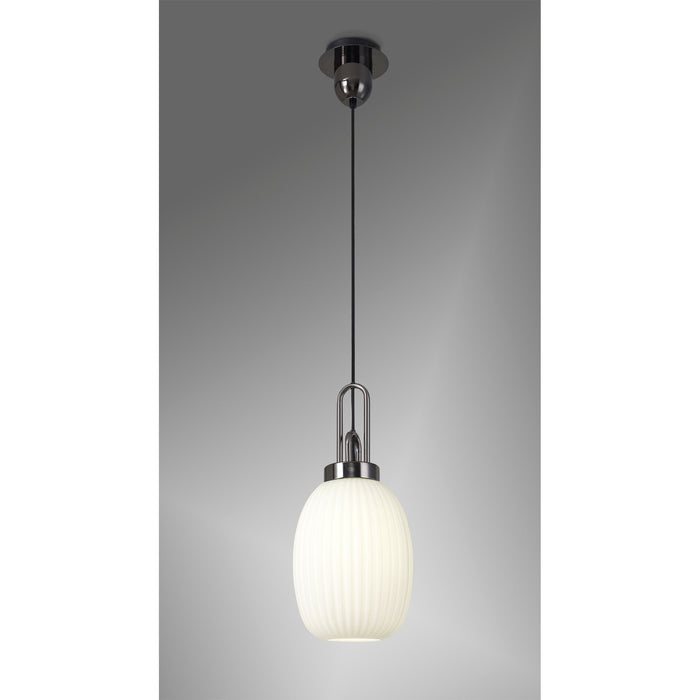 Nelson Lighting NLK05599 Acme 1 Light Pendant Black Chrome Matt Black