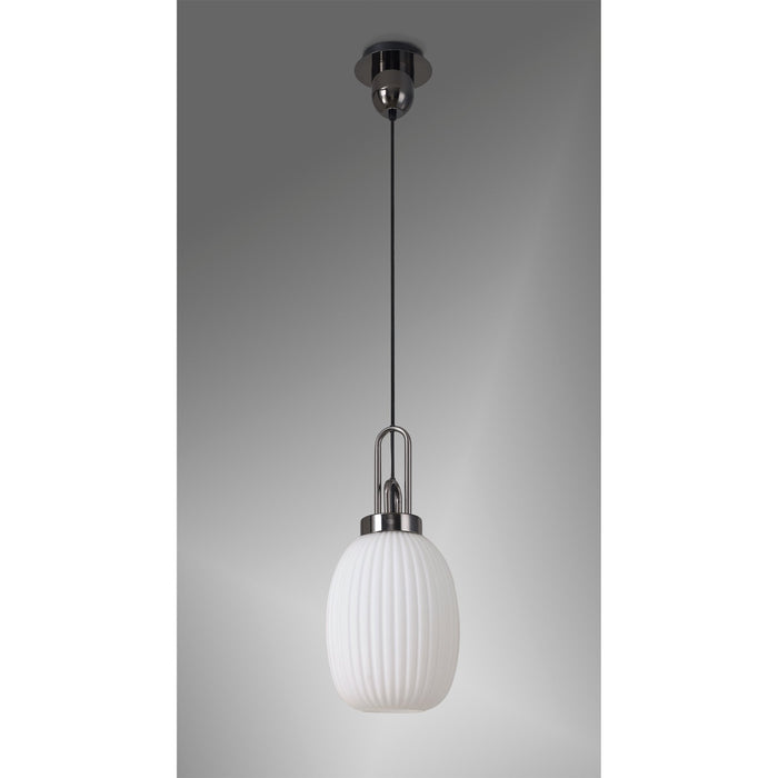 Nelson Lighting NLK05599 Acme 1 Light Pendant Black Chrome Matt Black