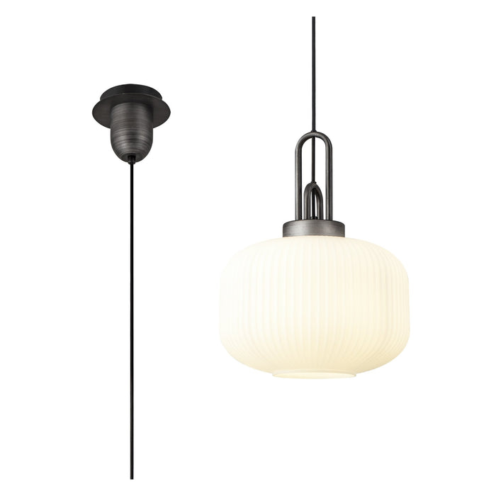 Nelson Lighting NLK05609 Acme 1 Light Pendant Aged Pewter Matt Black