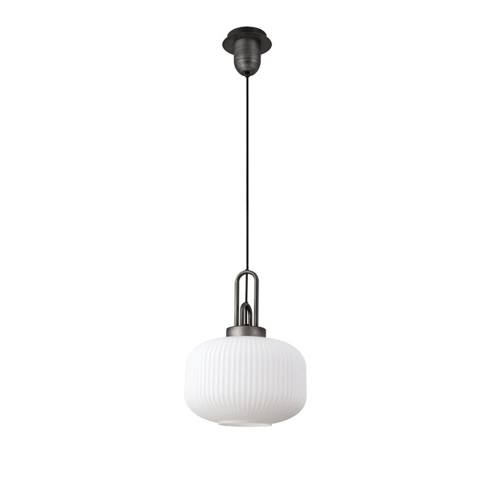 Nelson Lighting NLK05609 Acme 1 Light Pendant Aged Pewter Matt Black