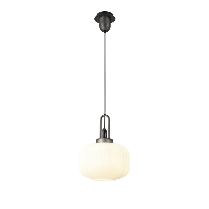 Nelson Lighting NLK05609 Acme 1 Light Pendant Aged Pewter Matt Black