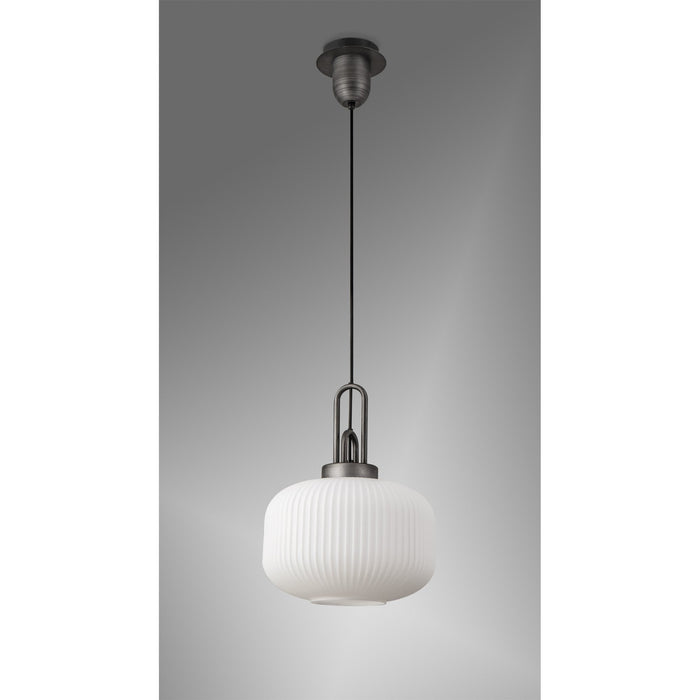 Nelson Lighting NLK05609 Acme 1 Light Pendant Aged Pewter Matt Black