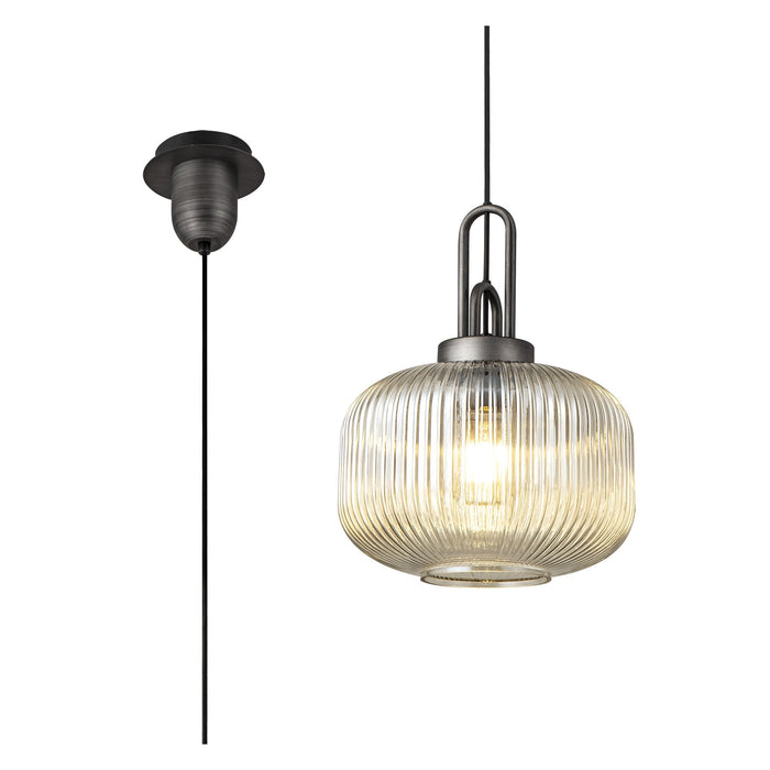 Nelson Lighting NLK05629 Acme 1 Light Pendant Aged Pewter Matt Black