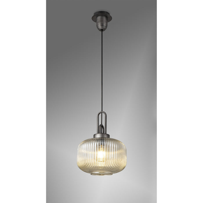 Nelson Lighting NLK05629 Acme 1 Light Pendant Aged Pewter Matt Black