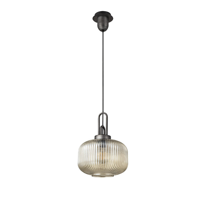 Nelson Lighting NLK05629 Acme 1 Light Pendant Aged Pewter Matt Black