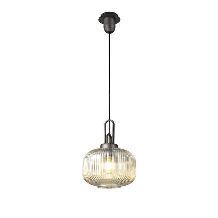 Nelson Lighting NLK05629 Acme 1 Light Pendant Aged Pewter Matt Black